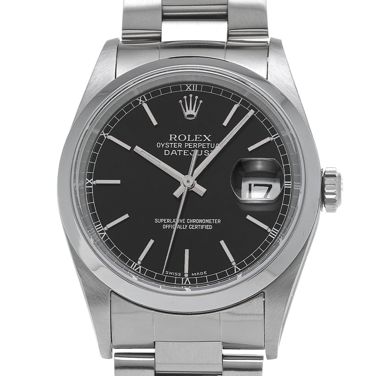 DATE JUST 16200 Y (made around 2002) Black ROLEX Men's [Pre-owned].