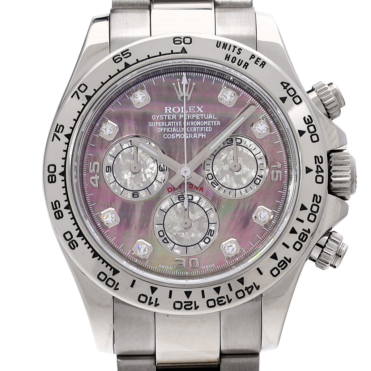 Cosmograph Daytona 116509NG V (manufactured around 2008) Black MOP/white gold crystal/diamond ROLEX Men's [Pre-Owned].