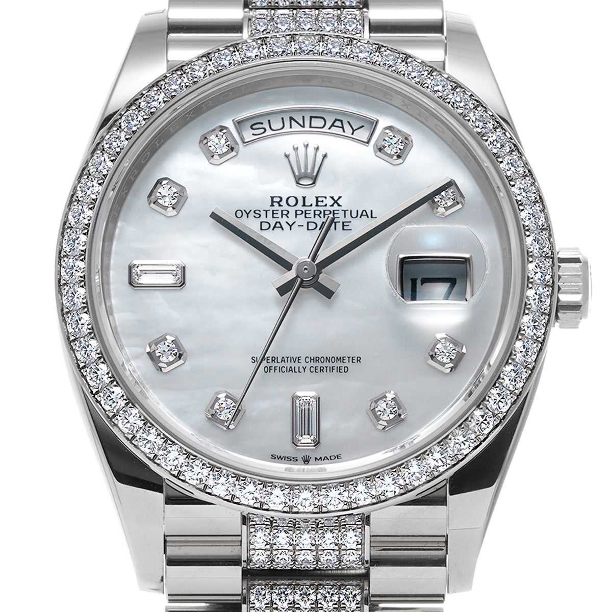 Day Date 36 128349RBR White MOP/Diamond ROLEX Men's [Pre-Owned].