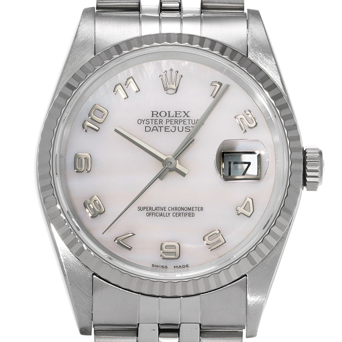 DATE JUST 16234NA A (manufactured circa 1999) White MOP ROLEX Men's [Pre-Owned].