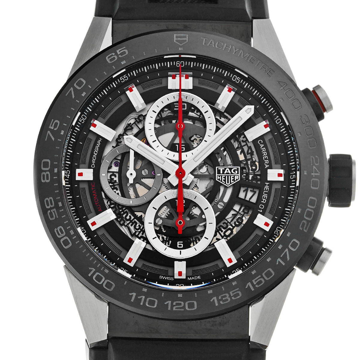 CARRERA CALIBRE HEUER 01 Chronograph CAR2A1Z.FT6044 Black TAG HEUER Men's [Pre-Owned].
