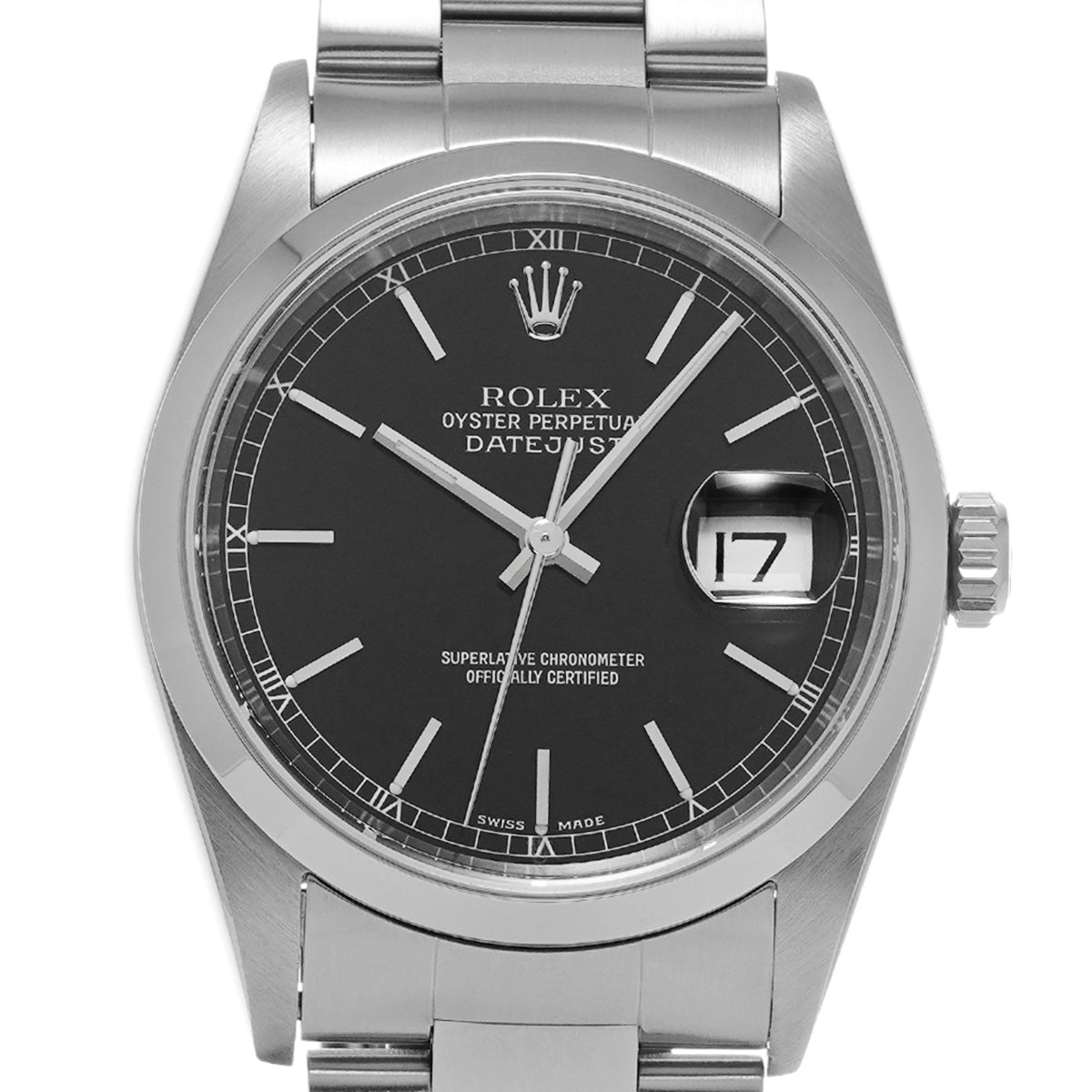 DATE JUST 16200 F (manufactured circa 2003) Black ROLEX Men's [Pre-Owned].