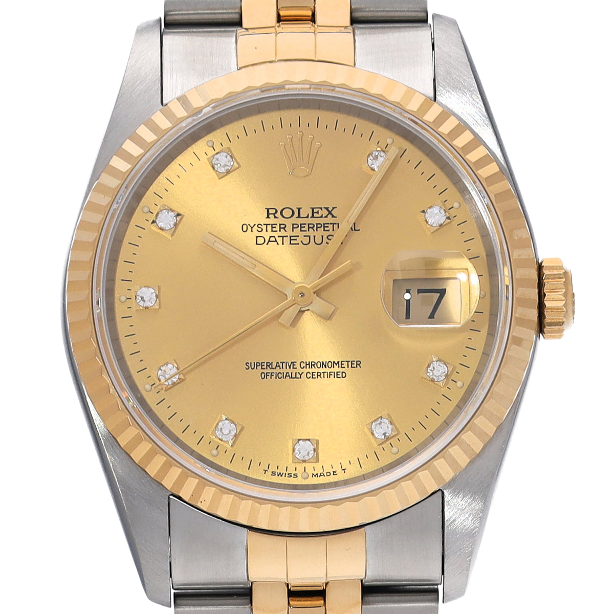 DATE JUST 16233G X (manufactured circa 1993) Champagne/Diamond ROLEX Men's [Pre-Owned].