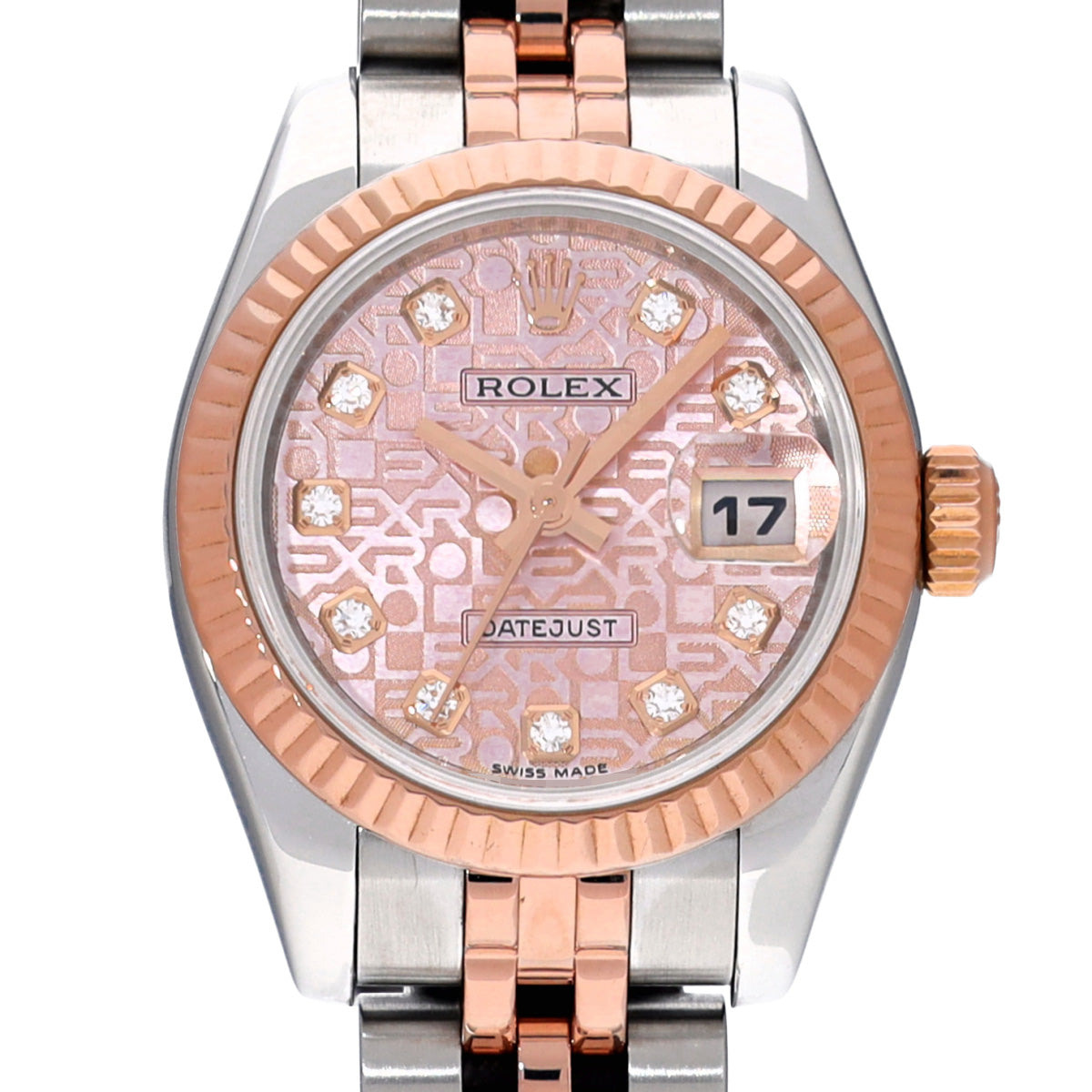 DATE JUST 179171G M (manufactured circa 2007) Pink Computer/Diamond ROLEX Ladies [Pre-Owned].