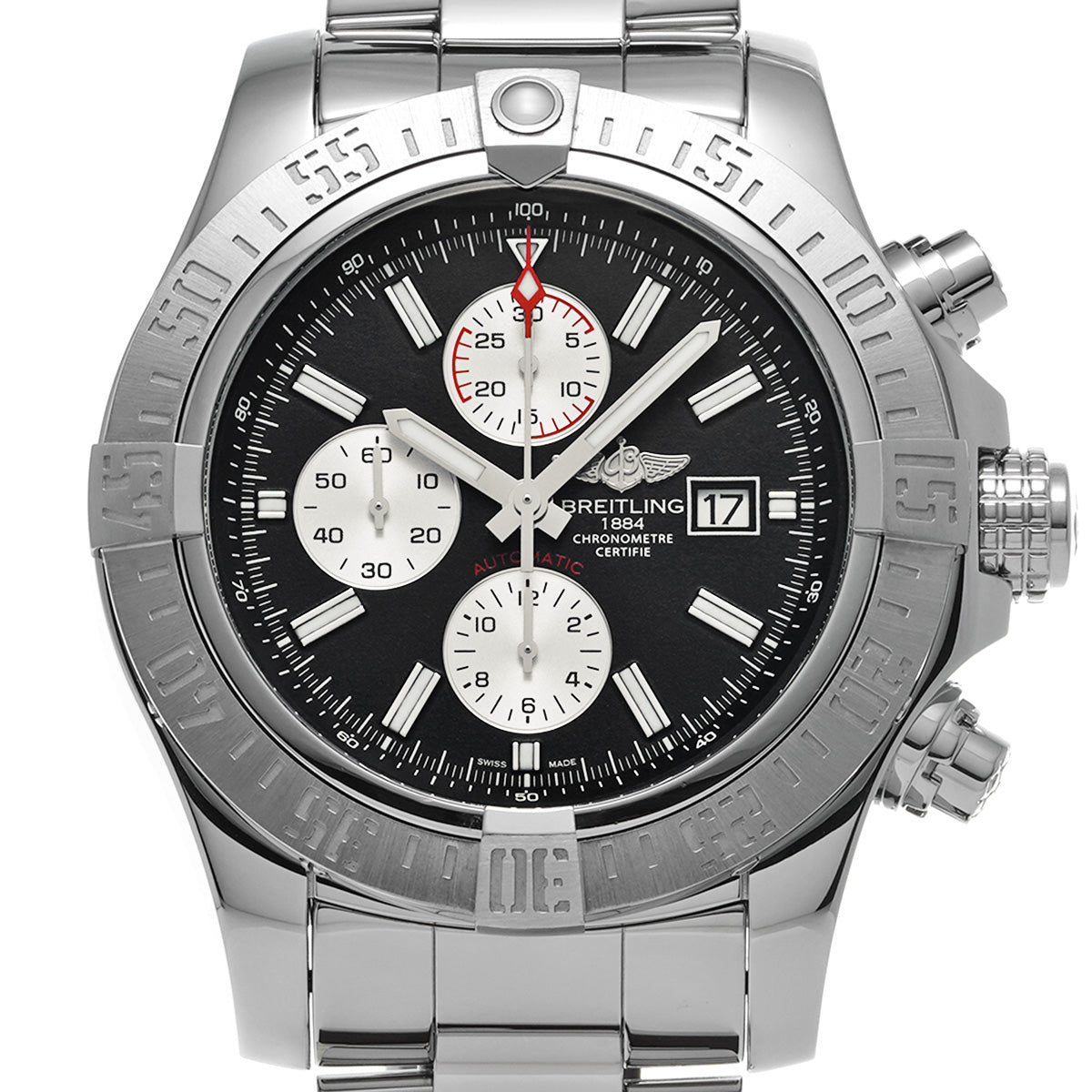 Super Avenger II A1337111/BC29 Black/Silver BREITLING Men's [Pre-Owned].