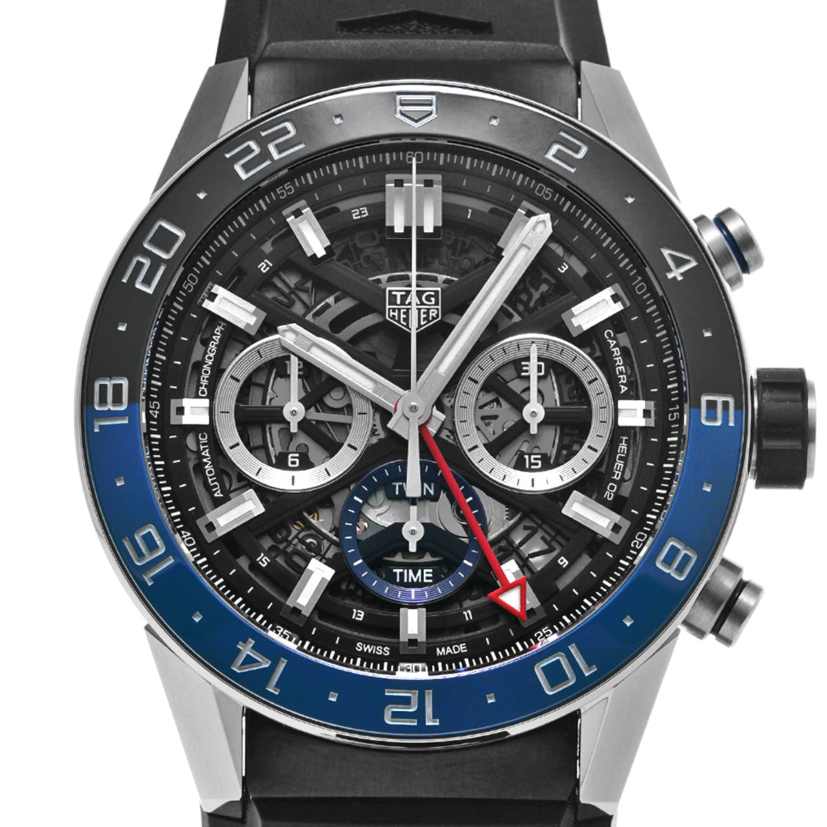 CARRERA CALIBRE HEUER 02 Chronograph GMT CBG2A1Z.FT6157 Black TAG HEUER Men's [Pre-Owned].