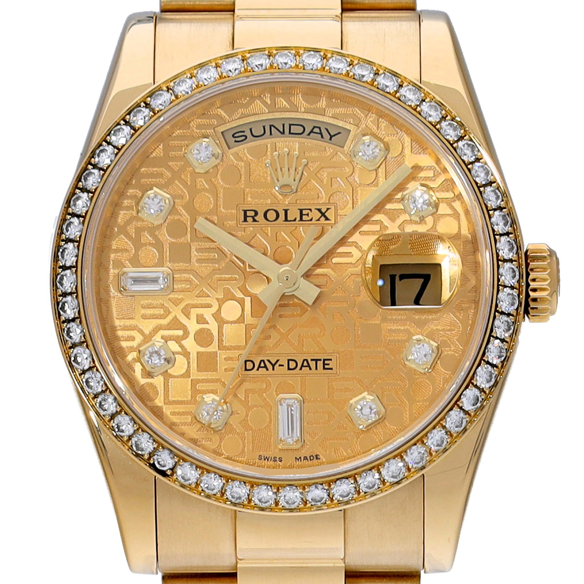 118348A Day Date V (manufactured circa 2009) Champagne Computer/Diamond ROLEX Men's [Pre-Owned].