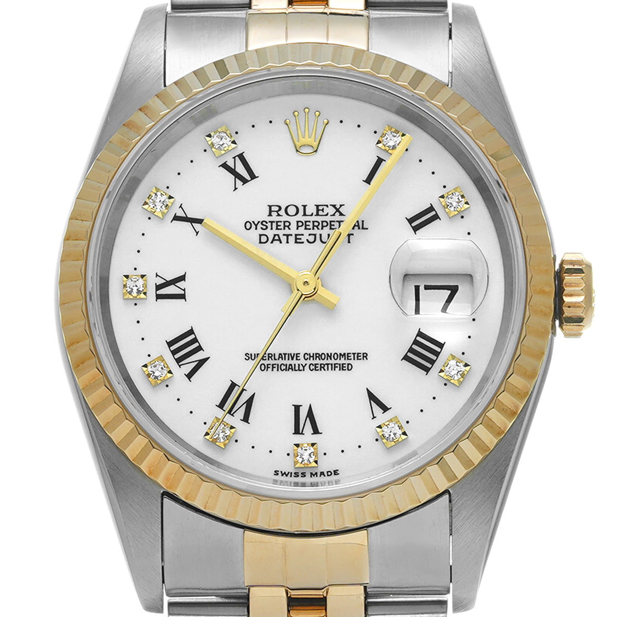 DATE JUST 16233G W (made around 1995) White/Diamond ROLEX Men's [Pre-Owned].