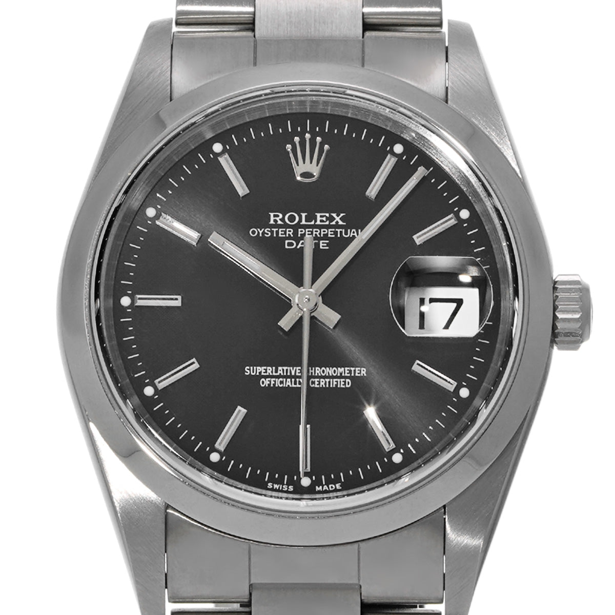 Oyster Perpetual Date 15200 D (manufactured circa 2005) Black ROLEX Men's [Pre-Owned].