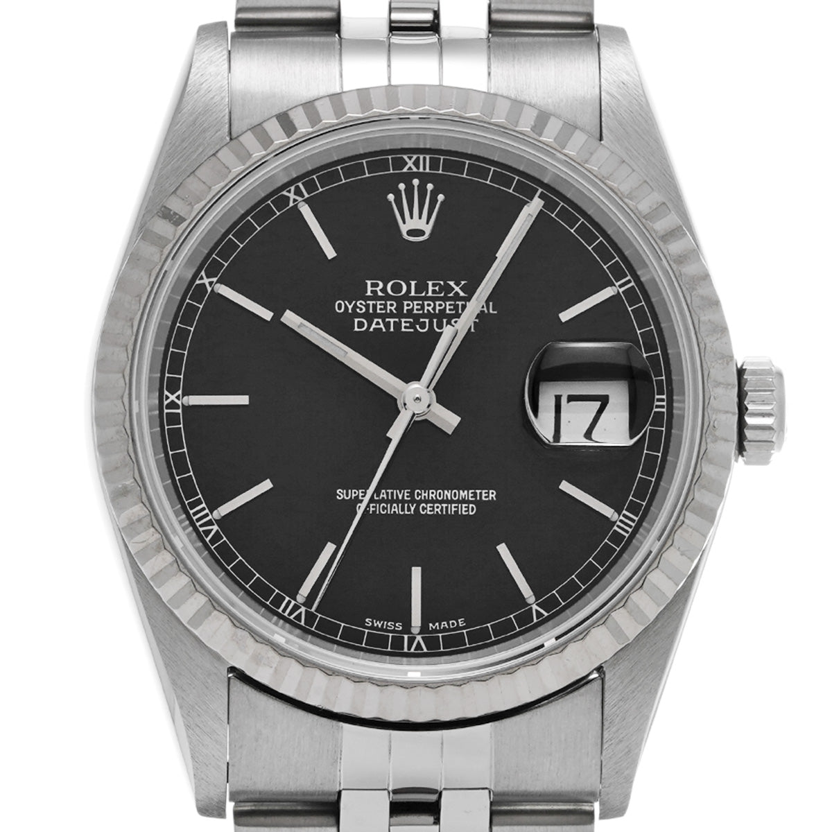 DATE JUST 16234 Y (made around 2002) Black ROLEX Men's [Pre-Owned].