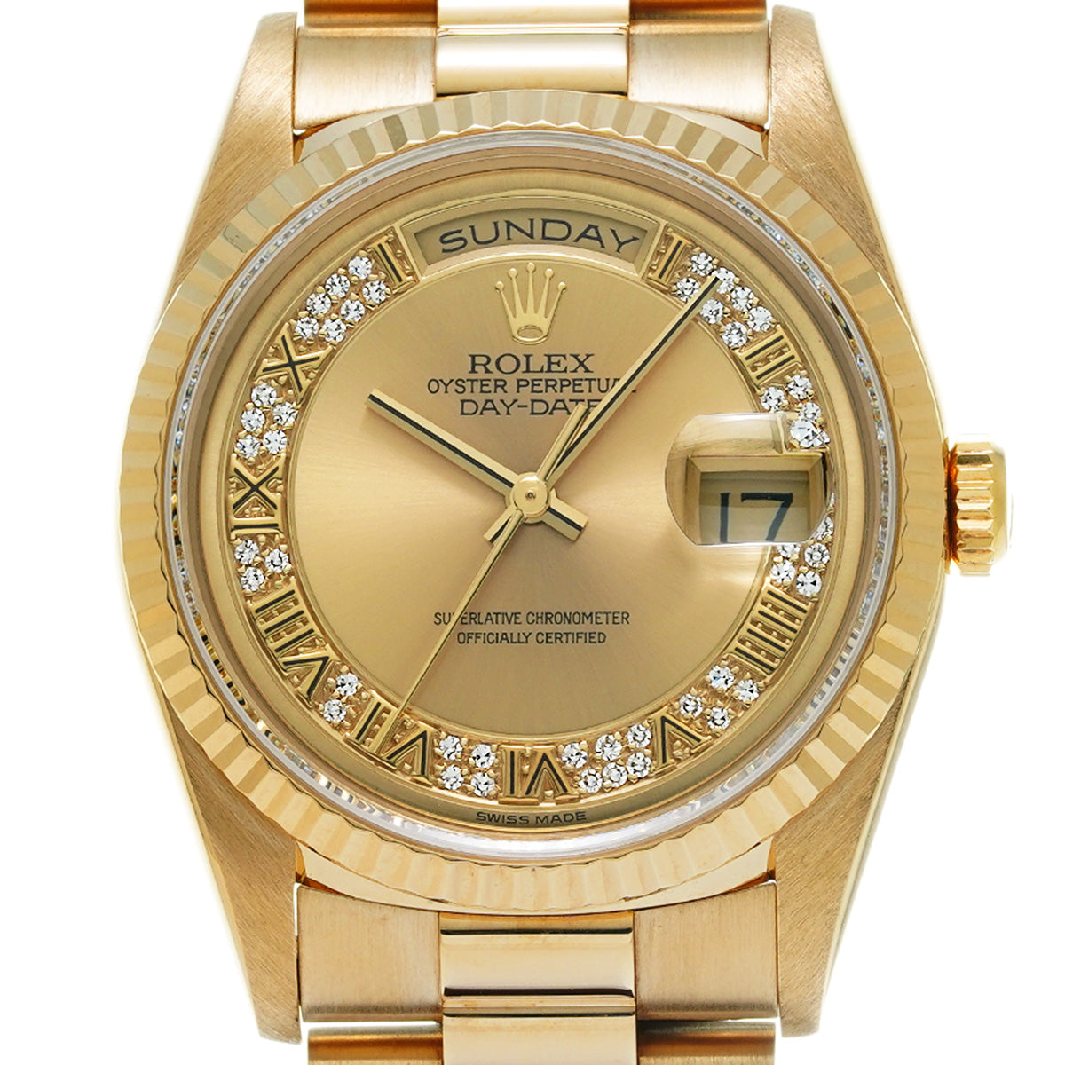 Day Date 18238 S (manufactured circa 1994) Champagne/Milliard Diamonds ROLEX Men's [Pre-Owned].