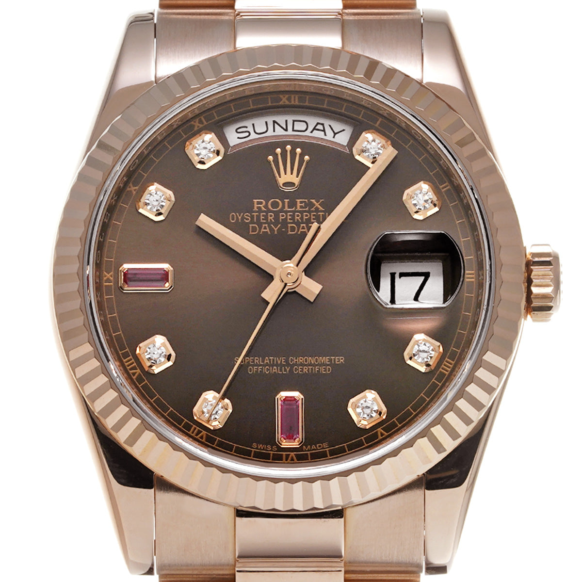 Day Date 36 118235FA Random Serial Chocolate/Diamond/Ruby ROLEX Men's [Pre-Owned].