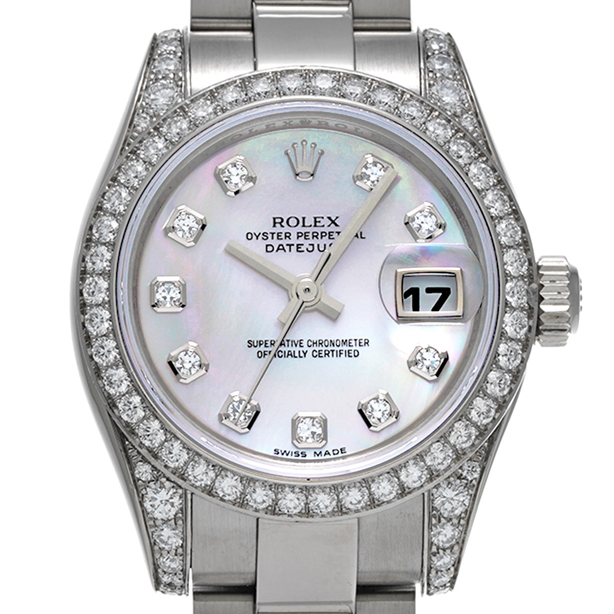DATE JUST 179159NG Z (made around 2006) White MOP/Diamond ROLEX Ladies [Pre-Owned].