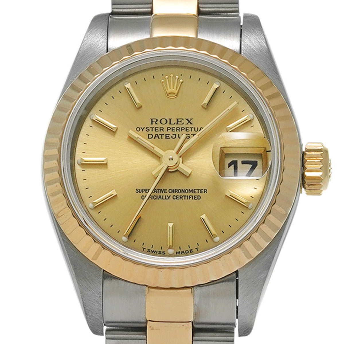 DATE JUST 69173 W (manufactured circa 1995) Champagne ROLEX Ladies [Pre-Owned].