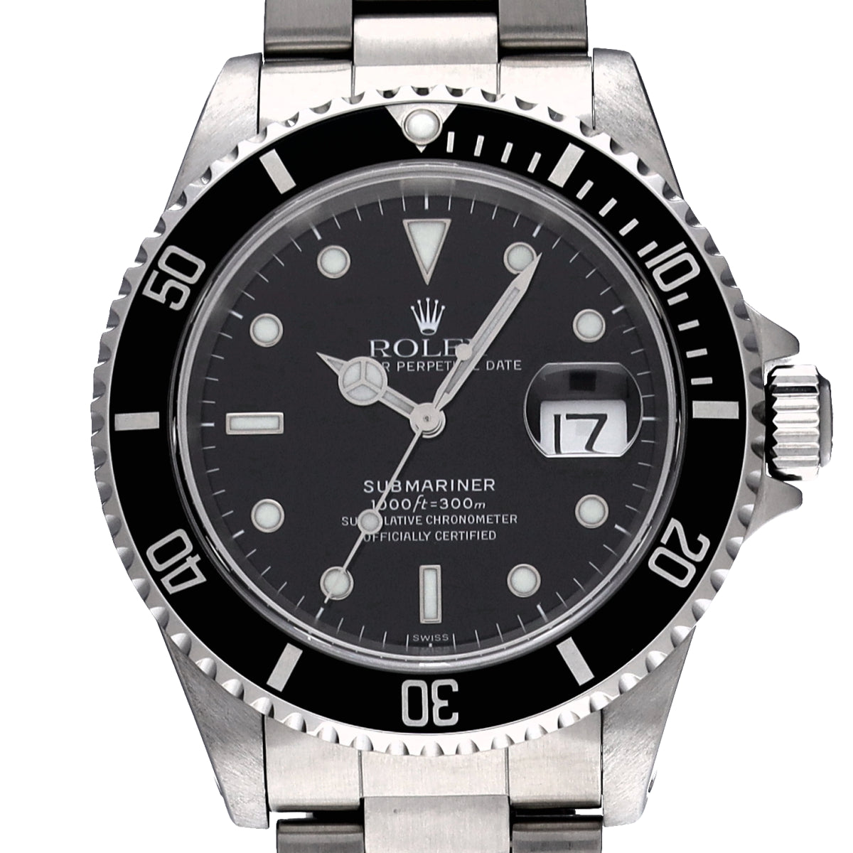 Submariner Date 16610 T (manufactured circa 1997) Black ROLEX Men's [Pre-Owned].