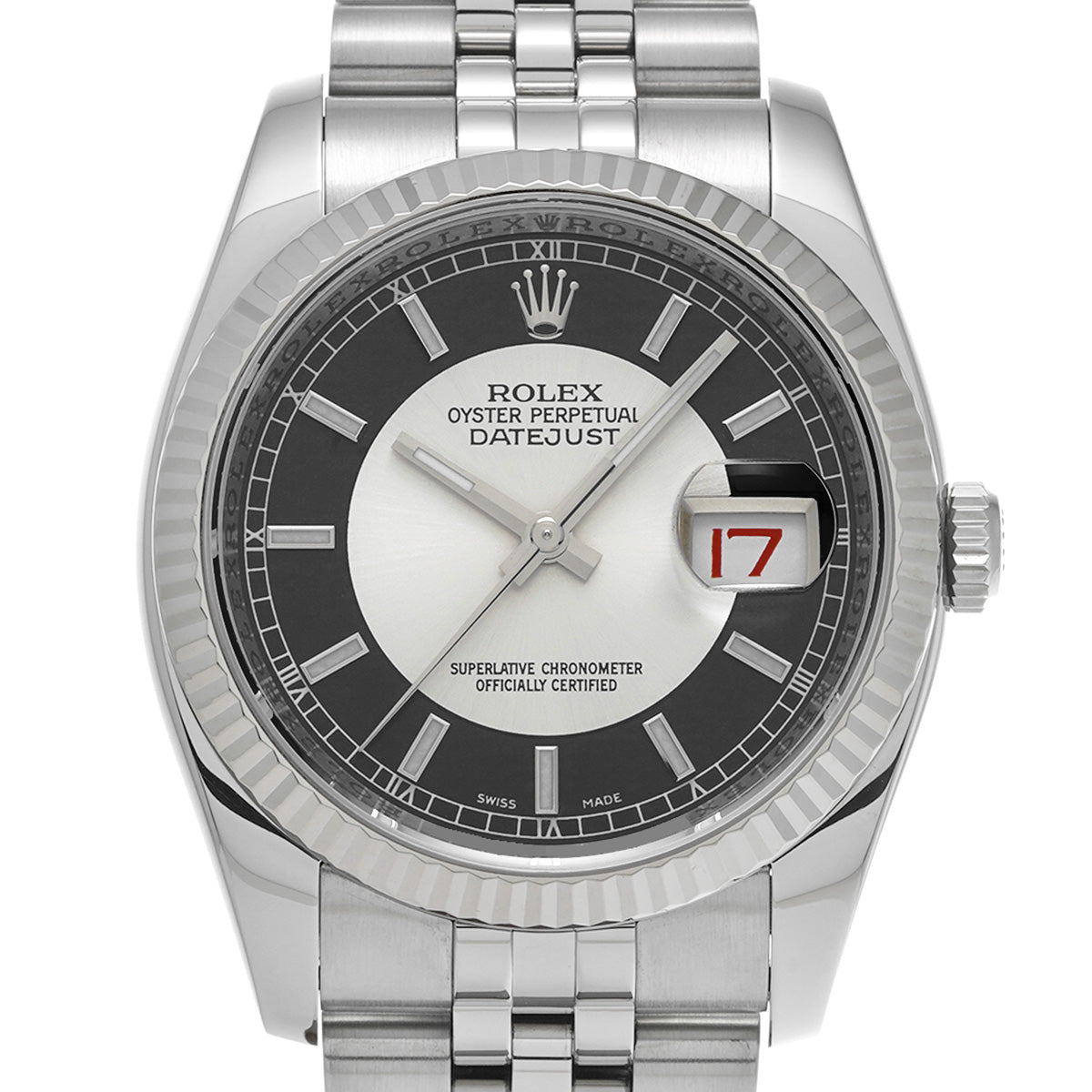 DATE JUST 116234 D (manufactured circa 2006) Silver/Black ROLEX Men's [Pre-Owned].