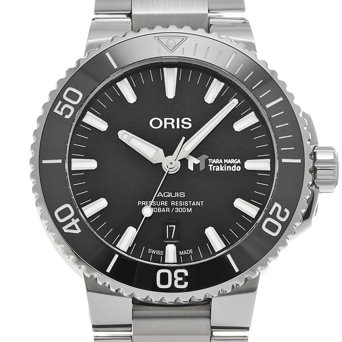 Aquis Date 01 733 7730 4134 Black ORIS Men's [pre-owned].