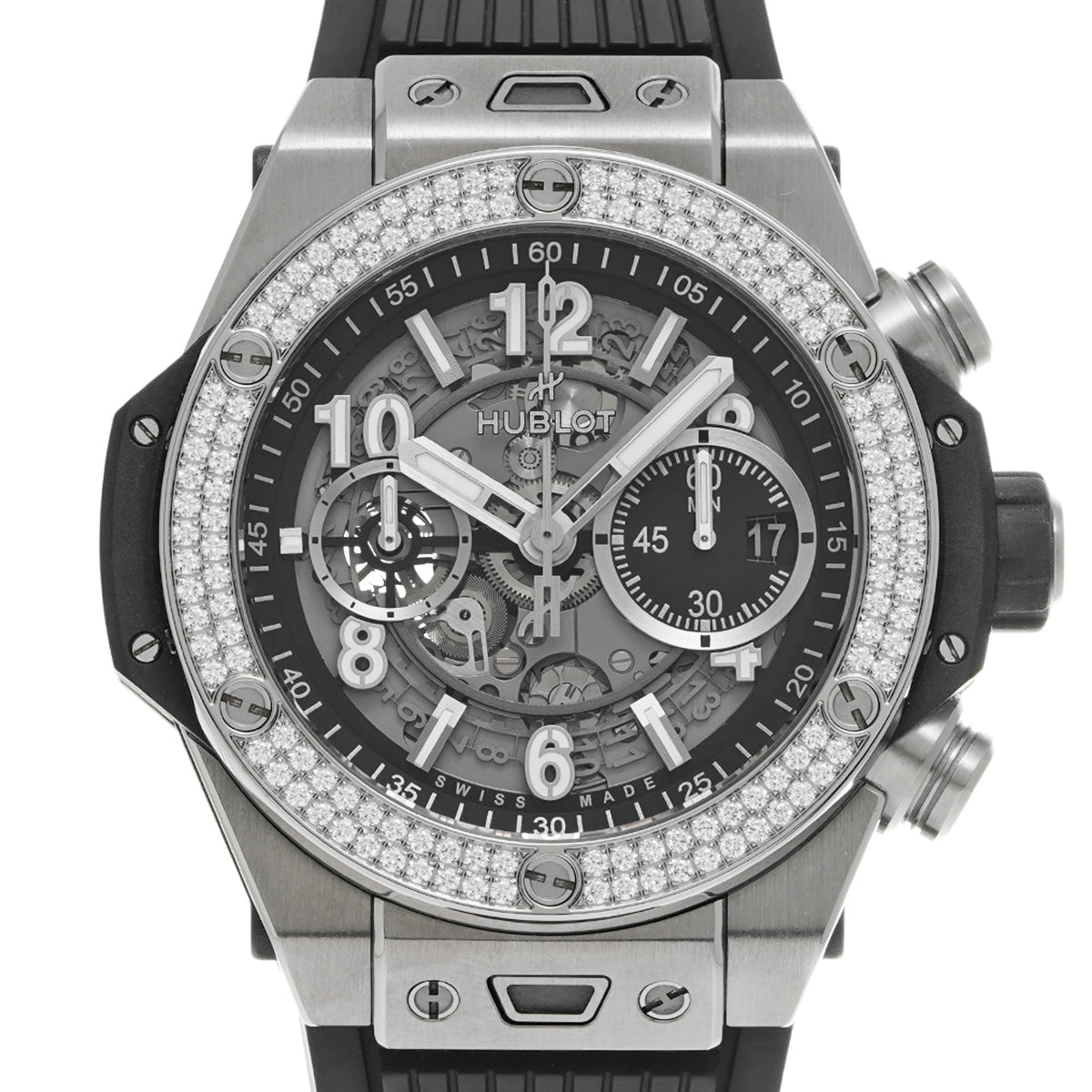 Big Bang Unico Titanium Diamond 421.NX.1170.RX.1104 Black Skeleton HUBLOT Men's [Pre-owned]