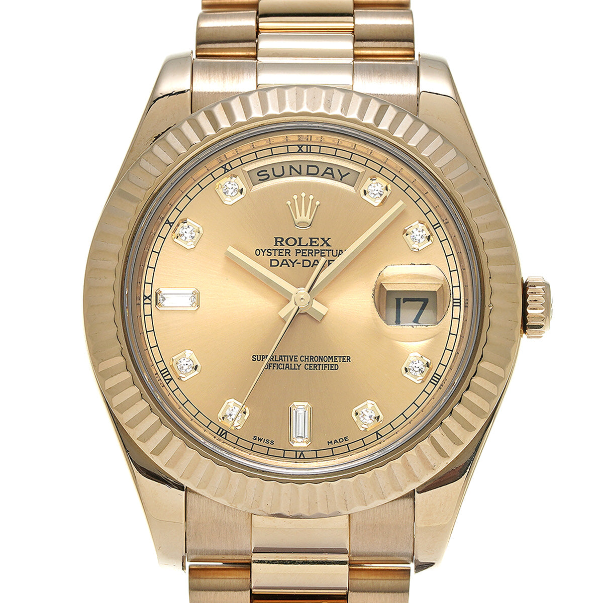 Day-Date II 218238A M (manufactured circa 2007) Champagne/Diamond ROLEX Men's [Pre-Owned].