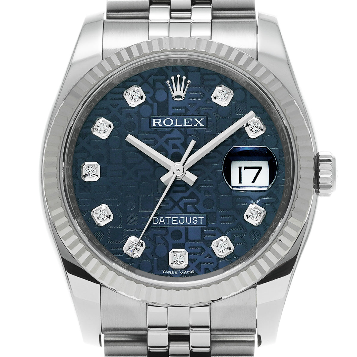 DATE JUST 116234G Random Serial Blue Computer/Diamond ROLEX Men's [Pre-Owned].