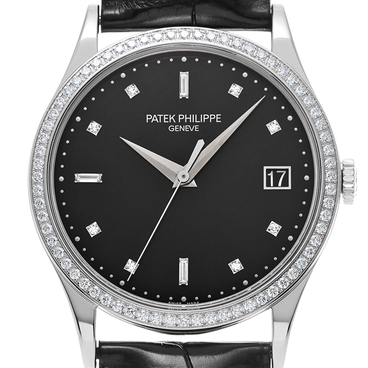Calatrava 5297G-001 Black/Diamond PATEK PHILIPPE Men's [Pre-Owned].