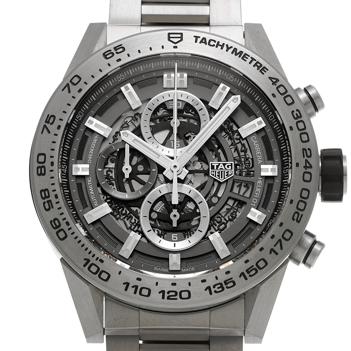 CARRERA CALIBRE HEUER 01 Chronograph Grey Phantom CAR2A8A.BF0707 Black TAG HEUER Mens [Pre-Owned].