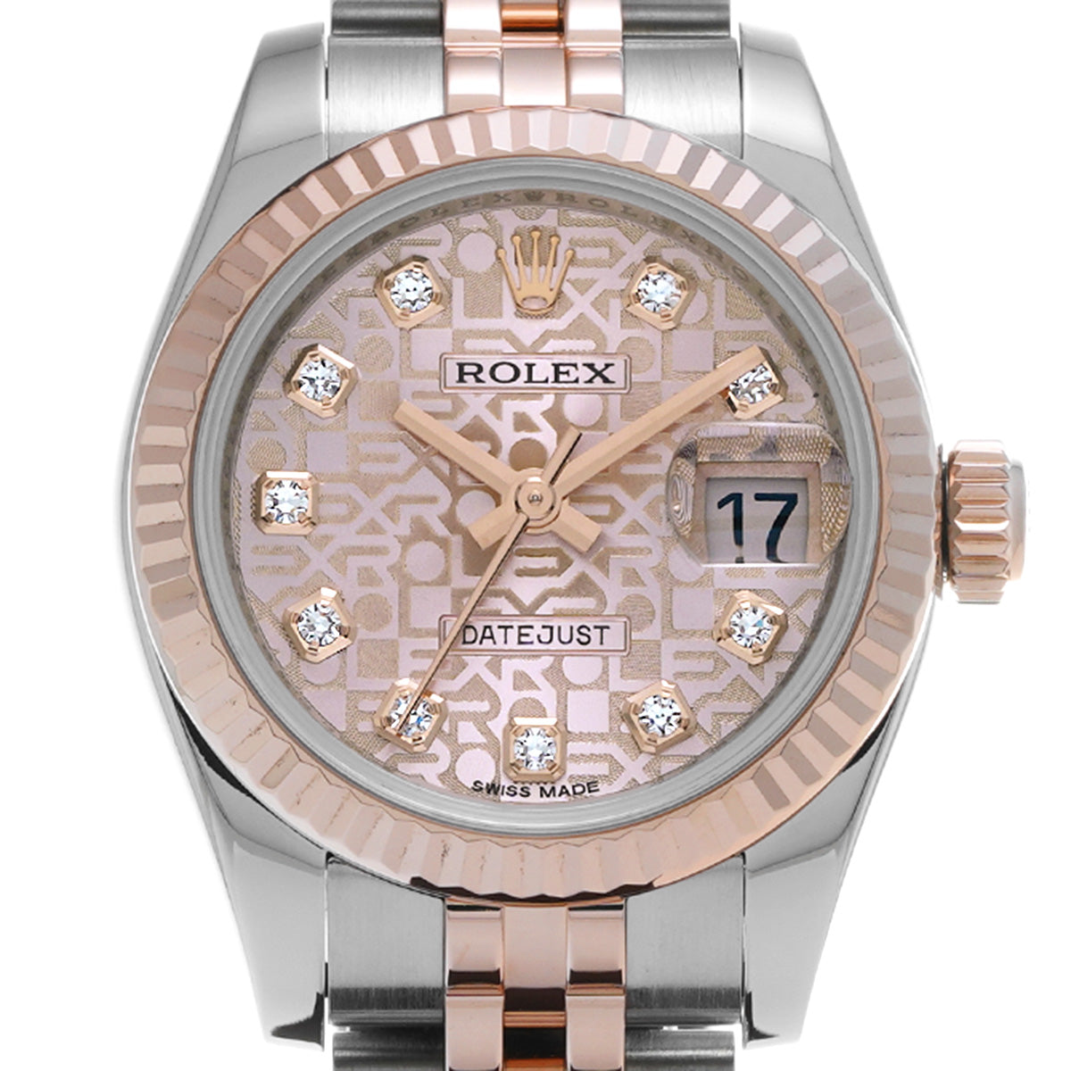 DATE JUST 179171G G (manufactured circa 2013) Pink Computer/Diamond ROLEX Ladies [Pre-Owned].