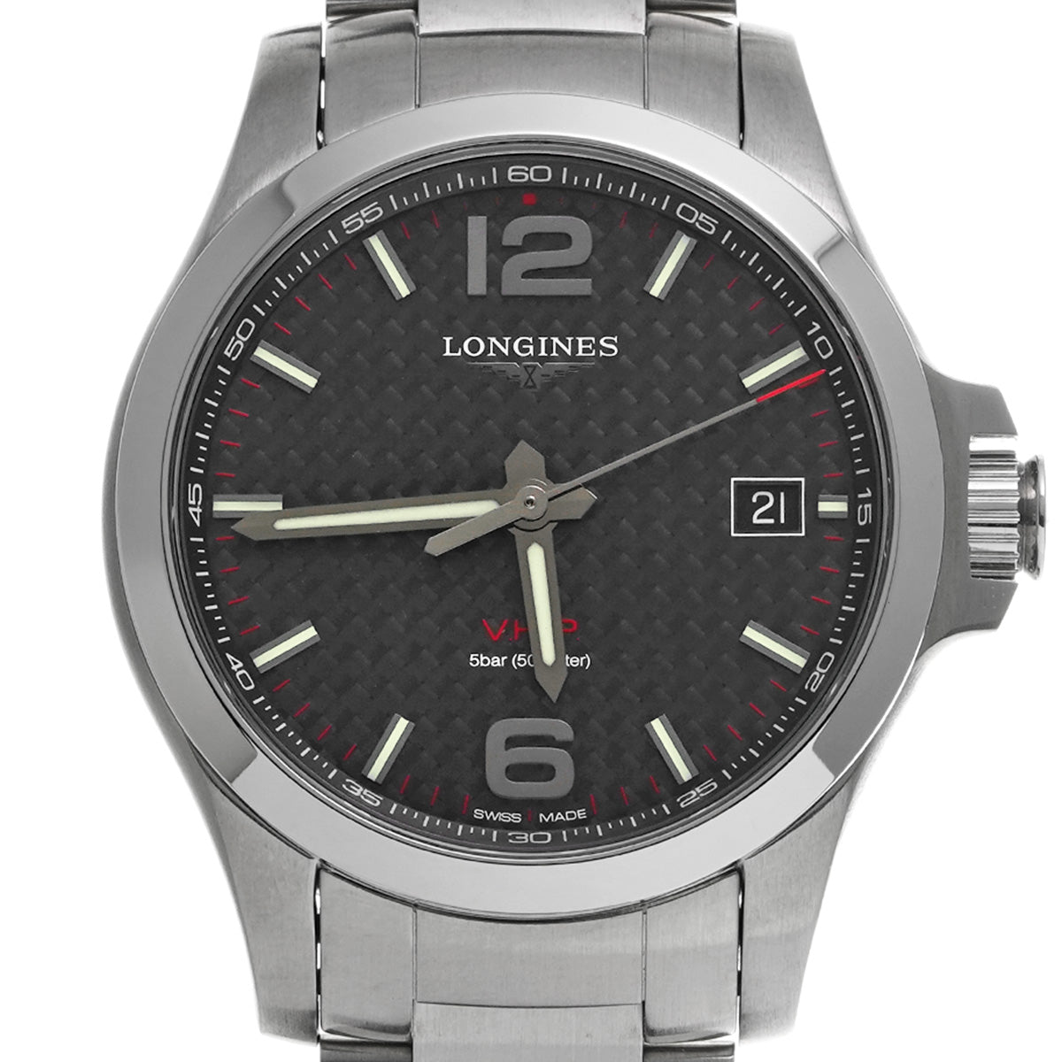 Conquest V.H.P L3.716.4.66.6 Black LONGINES Men's [Pre-Owned].
