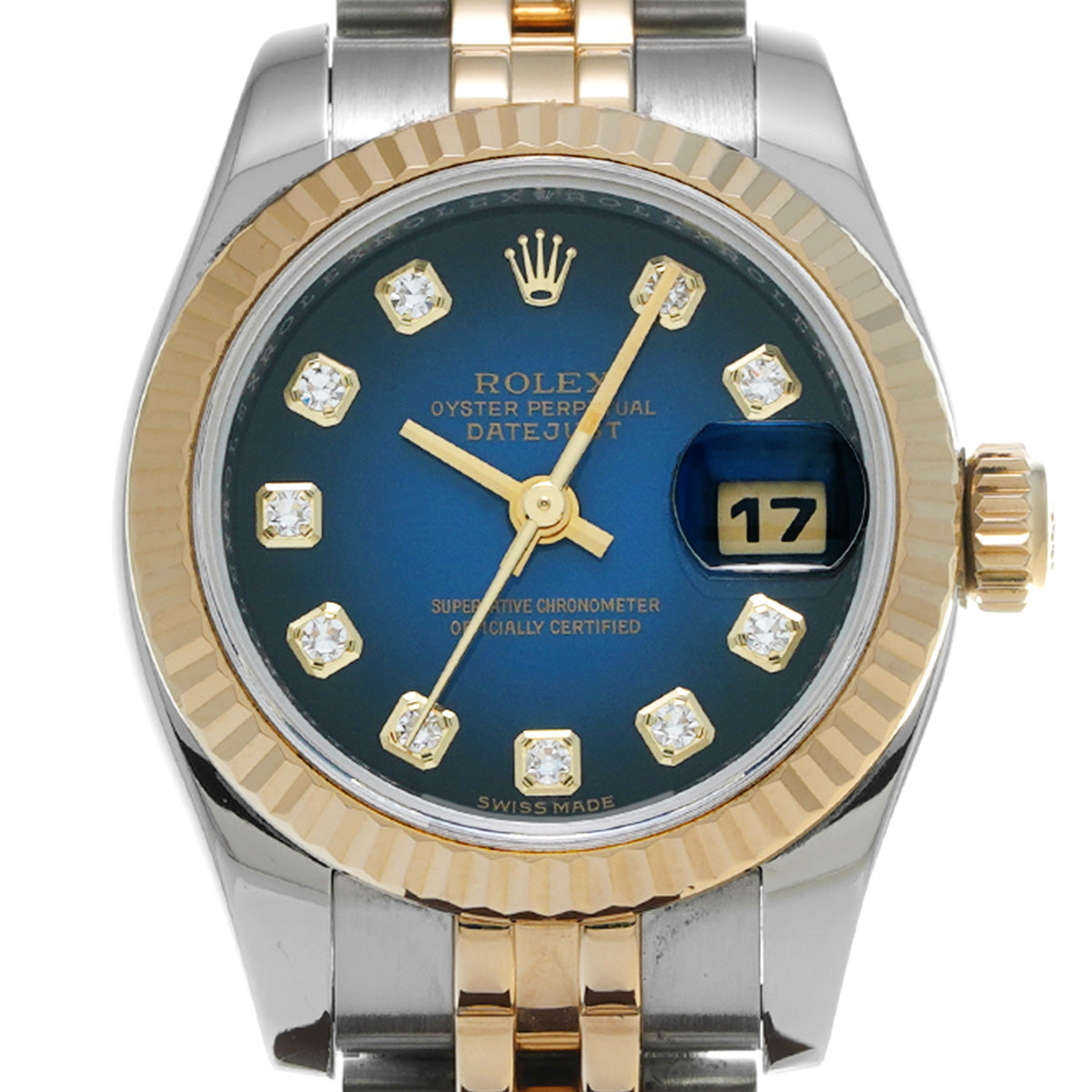 DATE JUST 179173G Random Serial Blue Gradation/Diamond ROLEX Ladies [Pre-Owned].