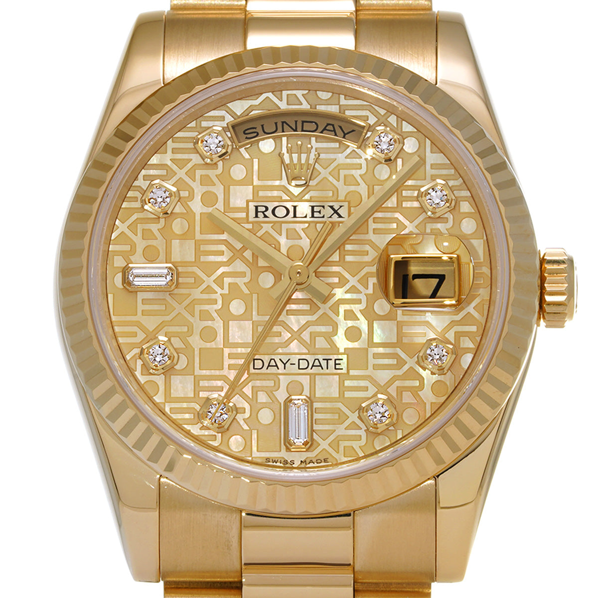 Day Date 36 118238A M No. (manufactured circa 2007) Yellow Shell Computer/Diamond ROLEX Men's [Pre-Owned].