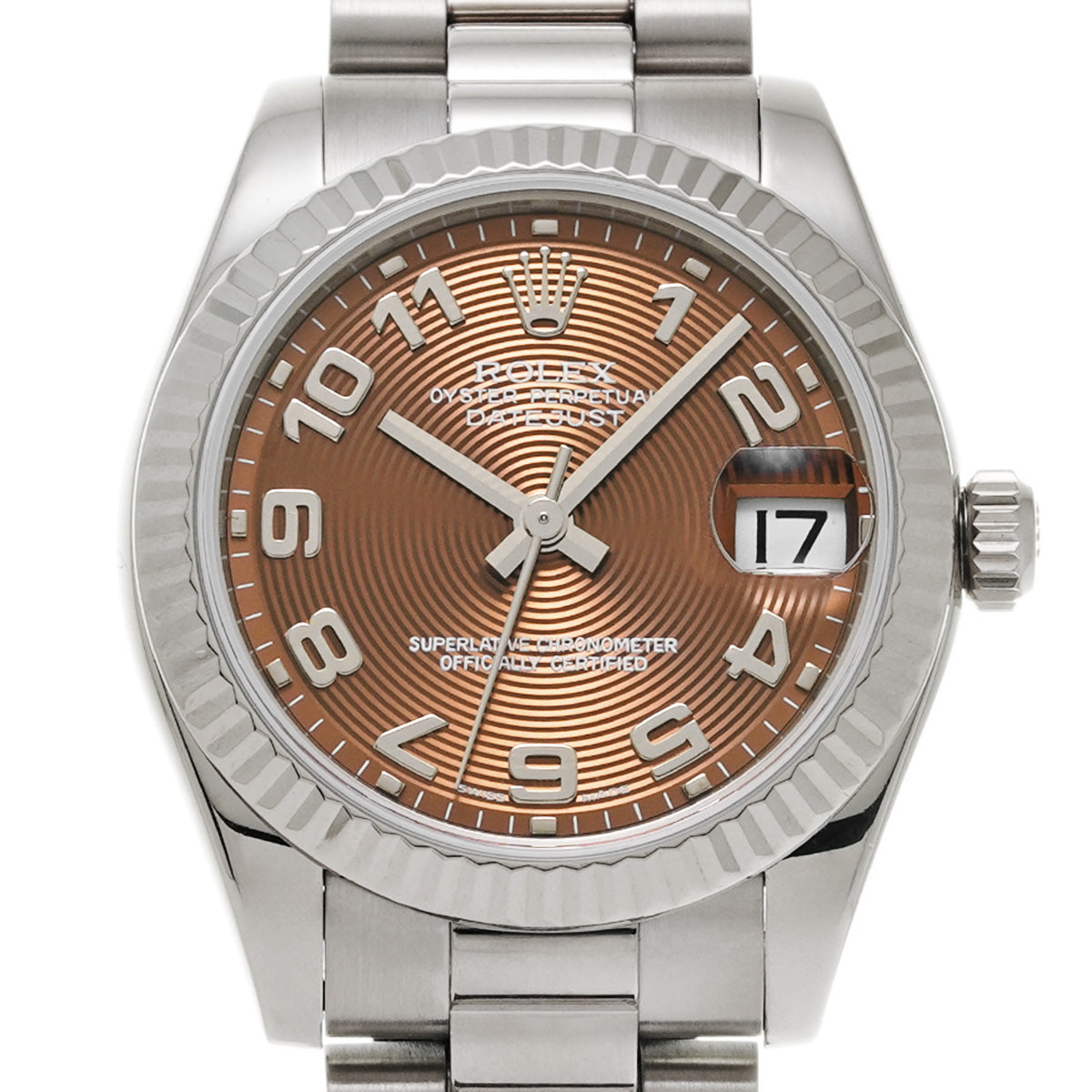 DATE JUST 178279 Y (manufactured circa 2002) Brown Concentric ROLEX Unisex [Pre-Owned].