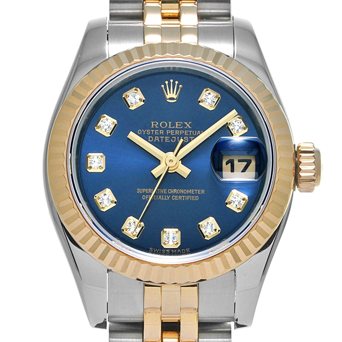 DATE JUST 179173G Y (made around 2002) Blue/Diamond ROLEX Ladies [Pre-Owned].