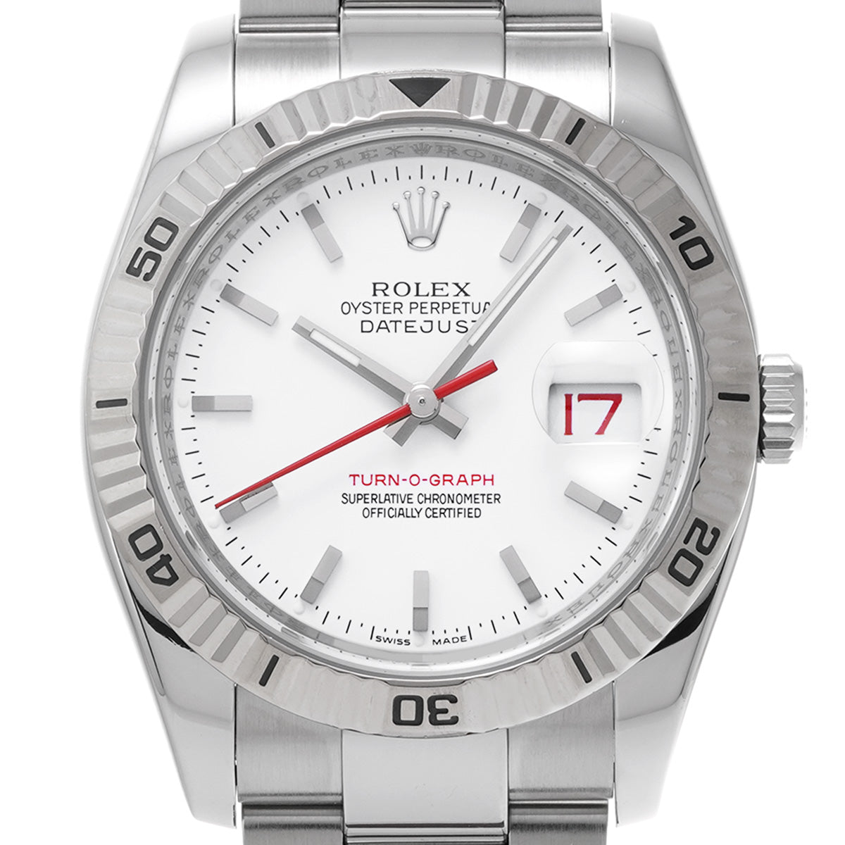 DATE JUST TURNOGRAPH 116264 F (manufactured circa 2004) White ROLEX Men's [Pre-Owned].