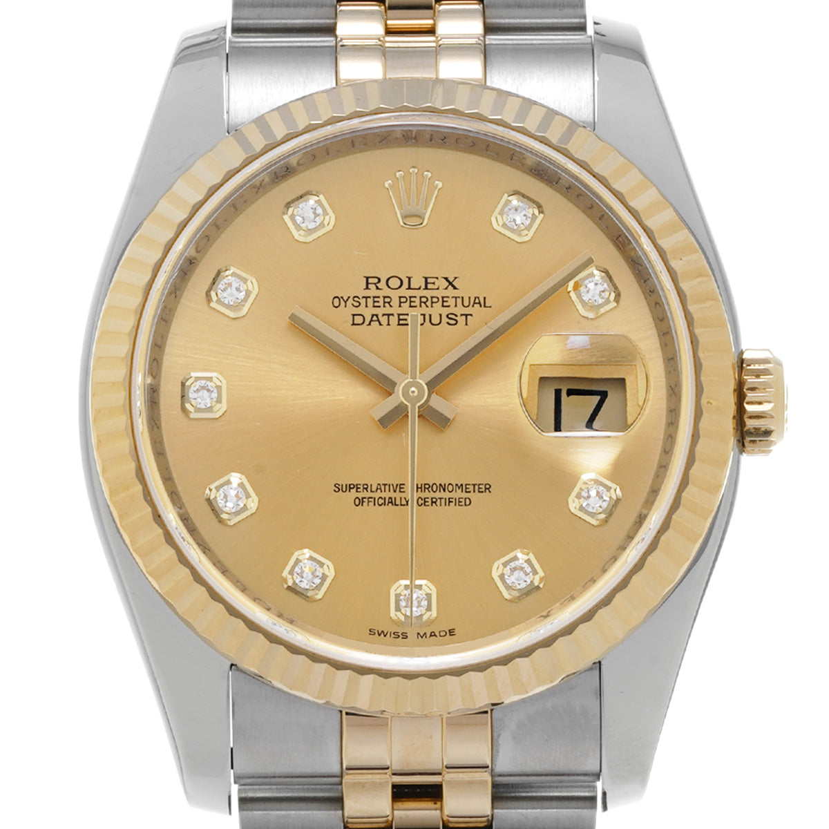 DATE JUST 116233G G (made around 2010) Champagne/Diamond ROLEX Men's [Pre-Owned].