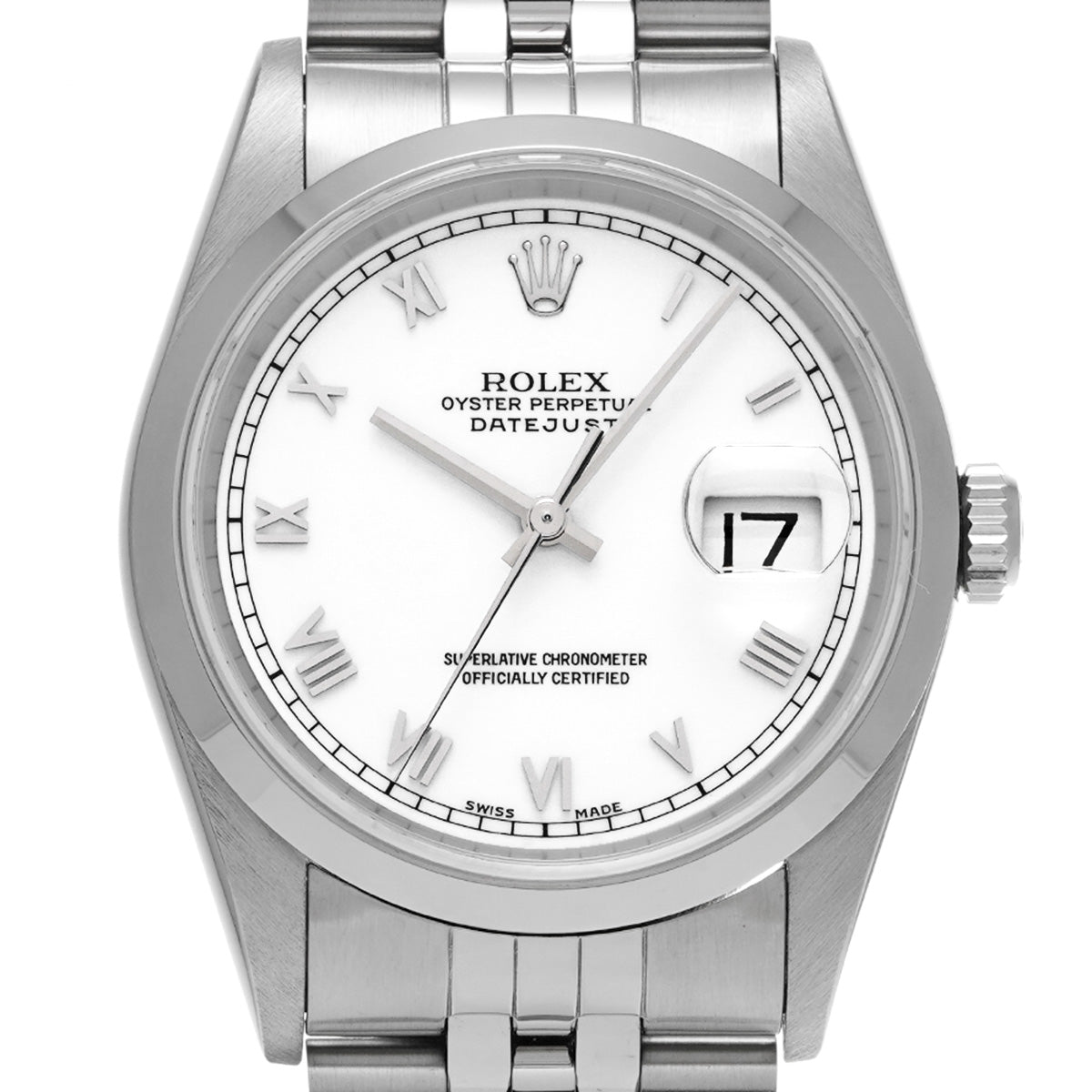 DATE JUST 16200 U (manufactured circa 1997) White ROLEX Men's [Pre-owned].
