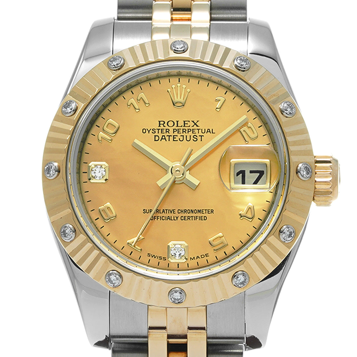 DATE JUST 179313 D (manufactured circa 2006) Yellow MOP/Diamond ROLEX Ladies [Pre-Owned].