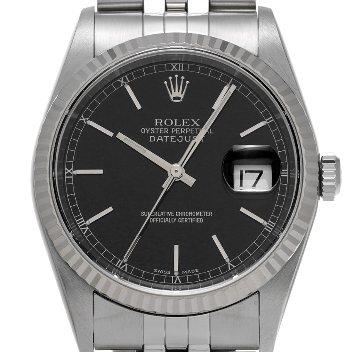 DATE JUST 36 16234 K (made around 2002) Black ROLEX Men's [Pre-Owned].