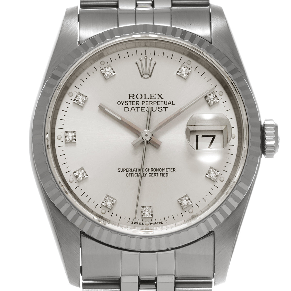 DATE JUST 16234G S (manufactured circa 1993) Silver/Diamond ROLEX Men's [Pre-Owned].