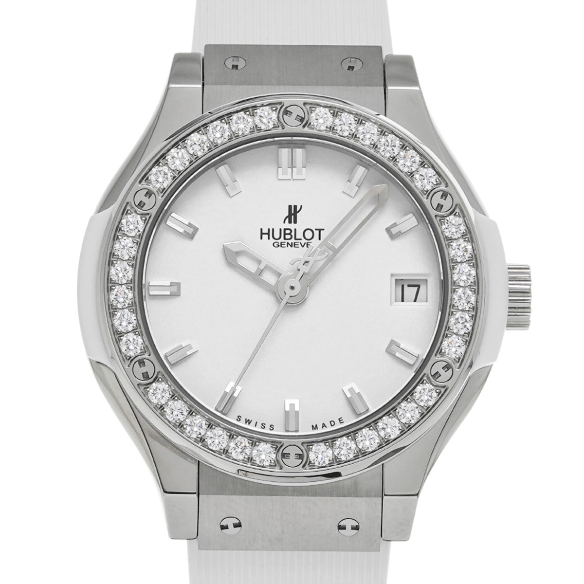 Classic Fusion Titanium White Diamond 581.NE.2010.RW.1104 White HUBLOT Ladies [Pre-Owned]