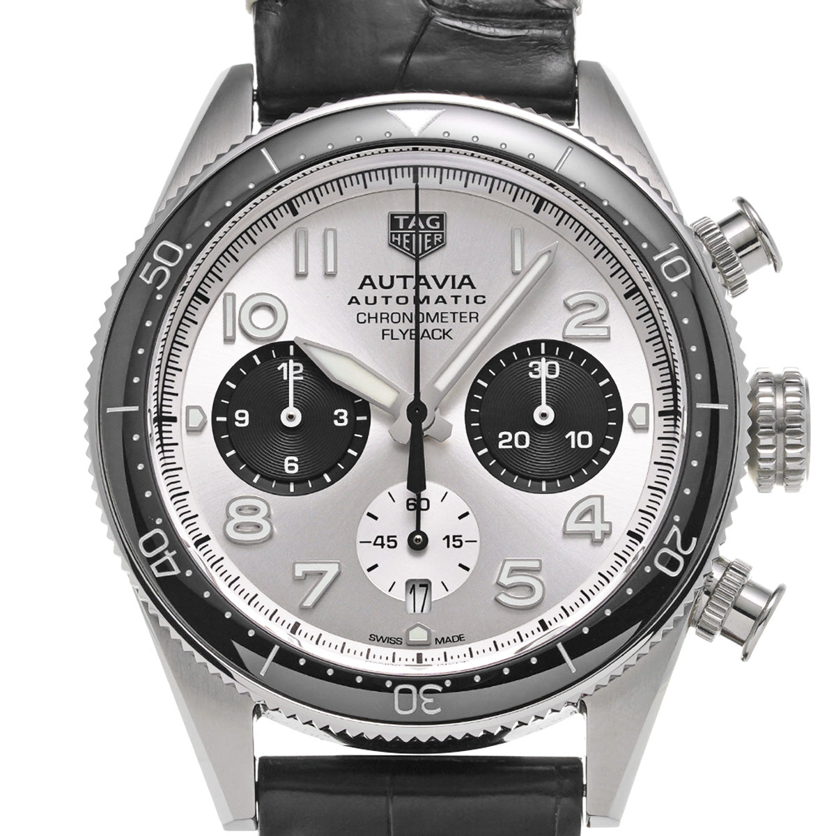 Autavia Calibre Heuer 02 Flyback Chronograph Chronometer CBE511B.FC8279 Silver/Black TAG HEUER Mens [Pre-Owned]