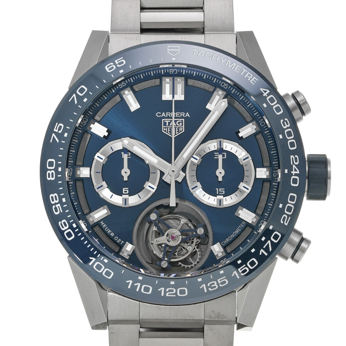 CARRERA Calibre Heuer 02T Chronograph Tourbillon CAR5A8C.BF0707 Blue TAG HEUER Men's [Pre-Owned].
