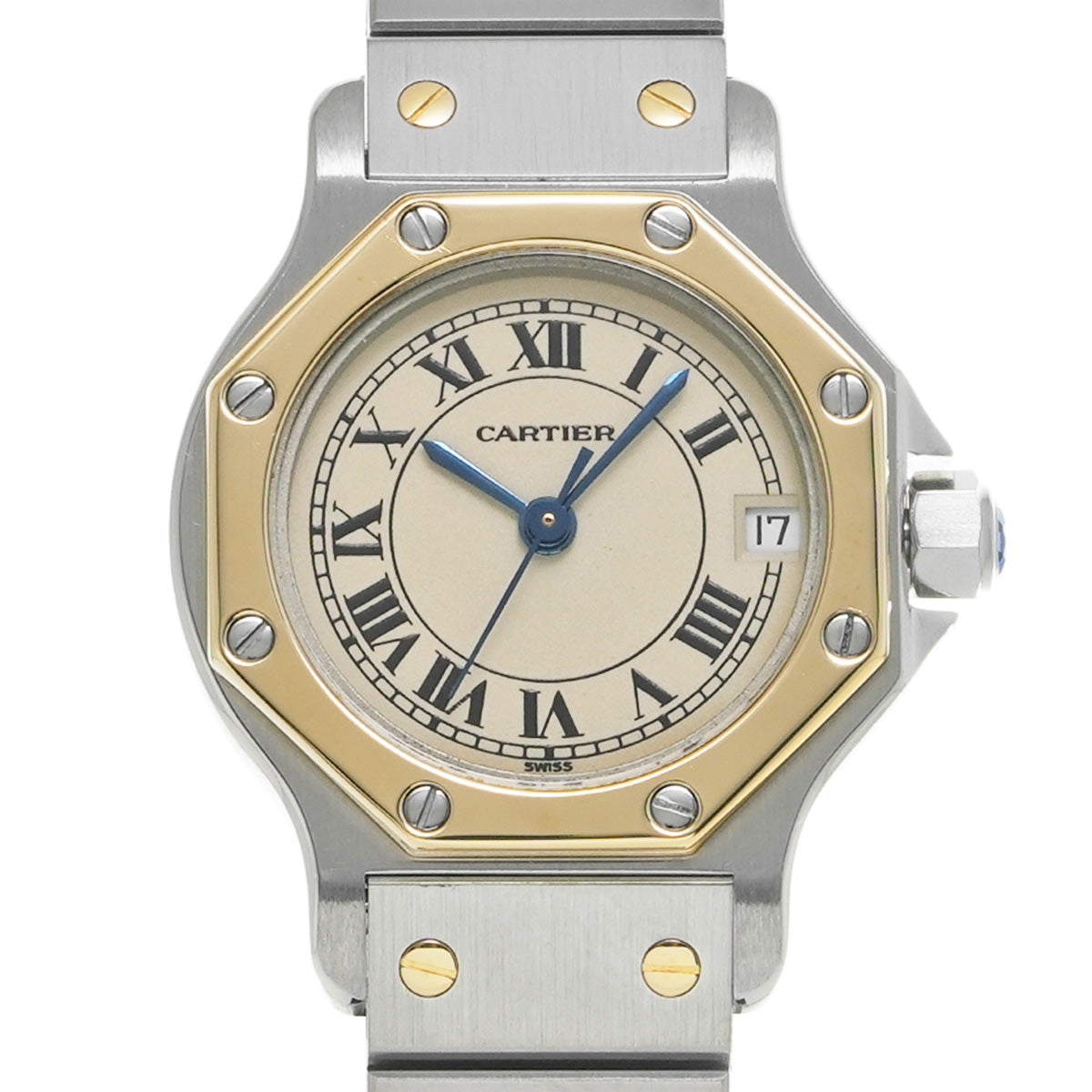 Santos Octagon SM W2001683 Ivory CARTIER Ladies [Pre-owned]