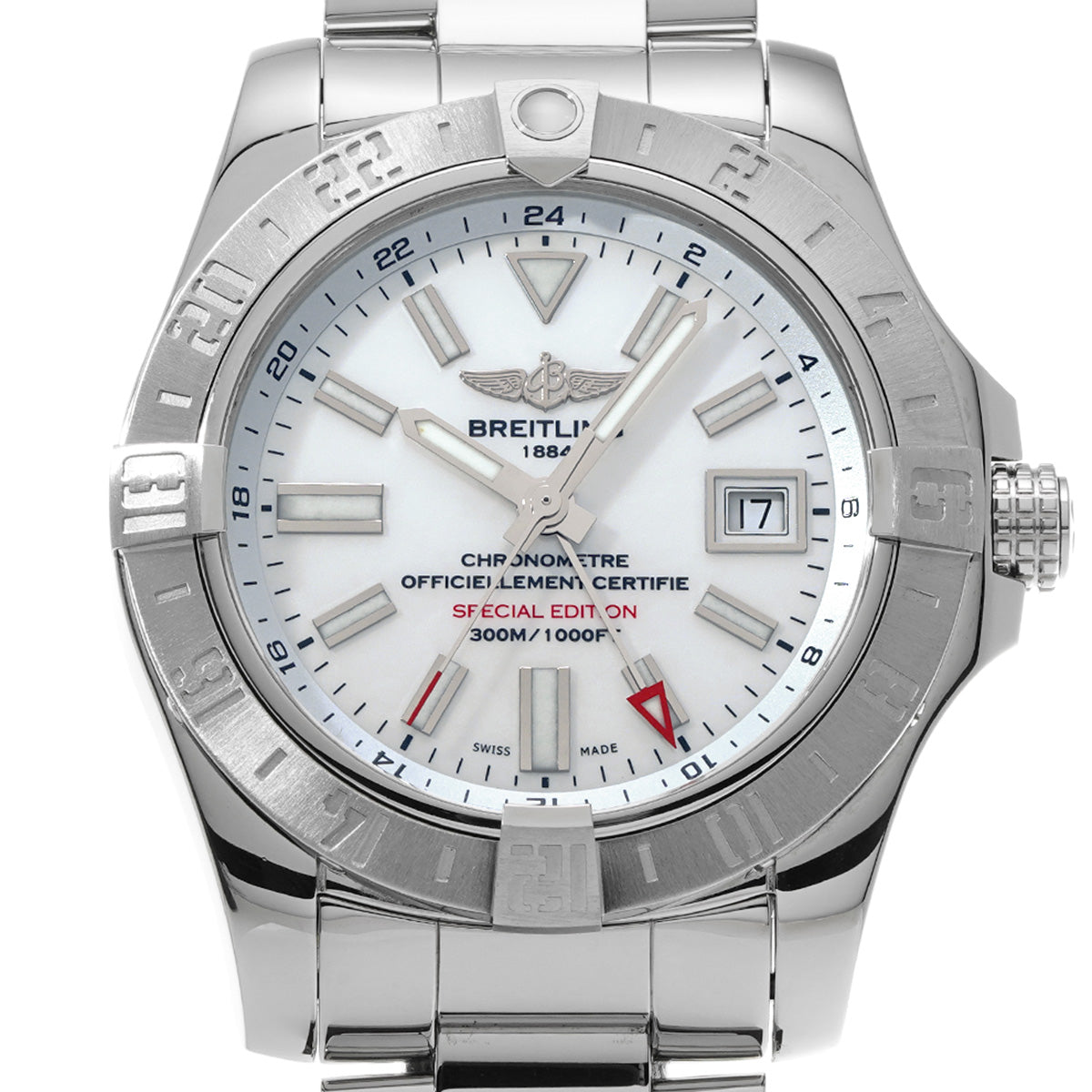 Avenger II GMT Mother of Pearl Japan Limited Edition A3239011/A809 White MOP BREITLING Men's [Pre-Owned].