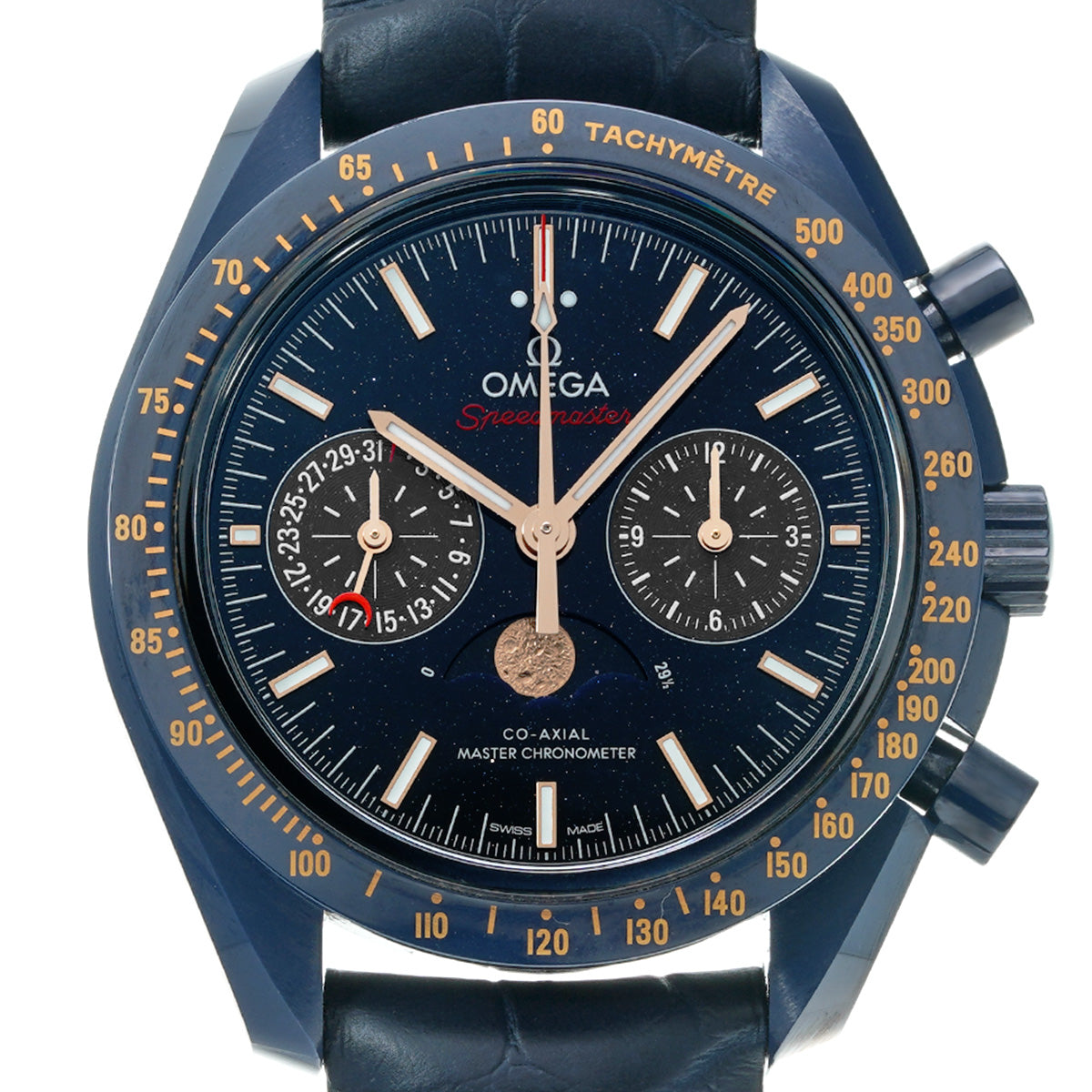 Speedmaster Moon Watch Blue Side of the Moon Master Chronometer Moonphase 304.93.44.52.03.002 Blue/Aventurine Glass OMEGA Mens [Pre-Owned].