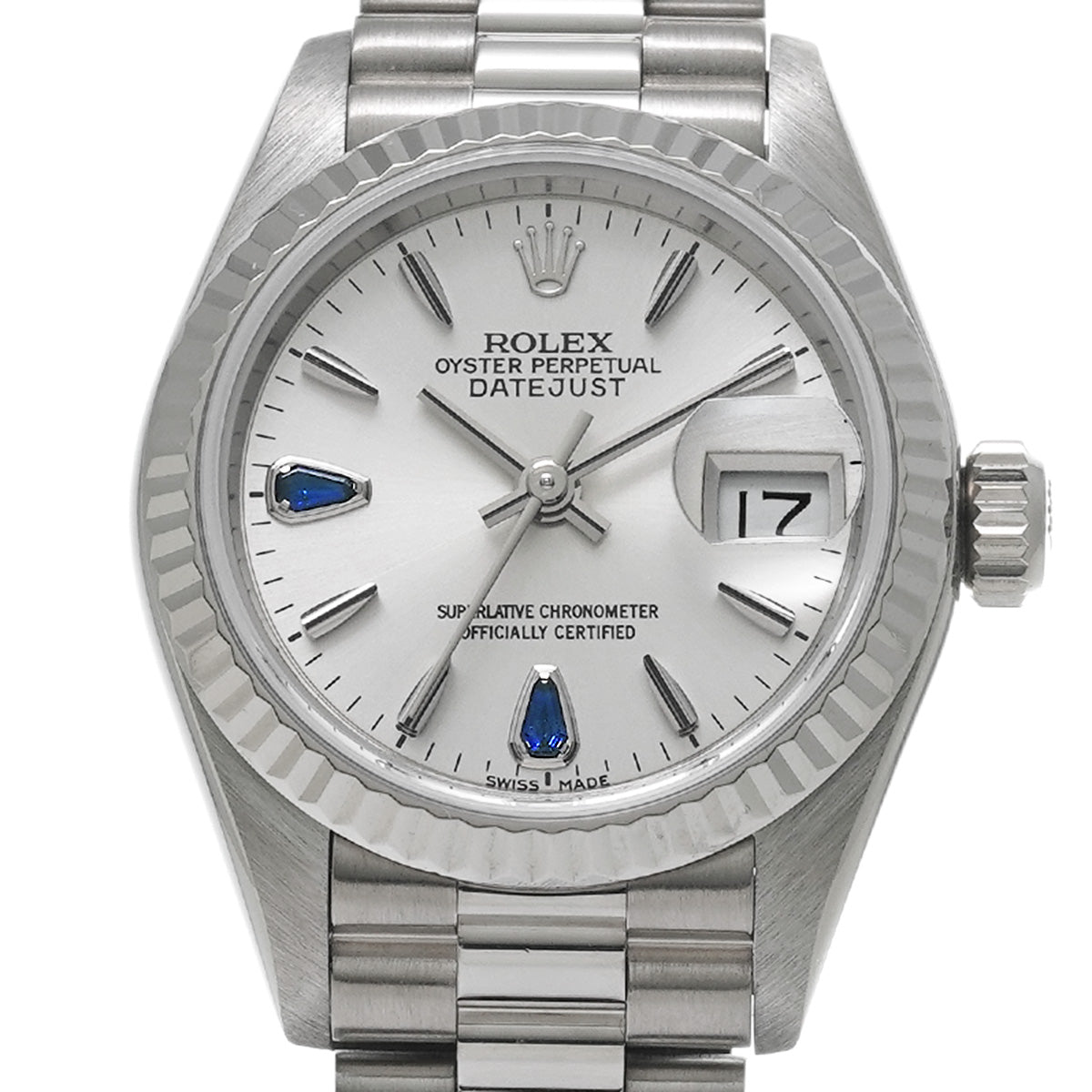 DATE JUST 69179 L (manufactured circa 1989) Silver/Sapphire ROLEX Ladies [Pre-Owned].