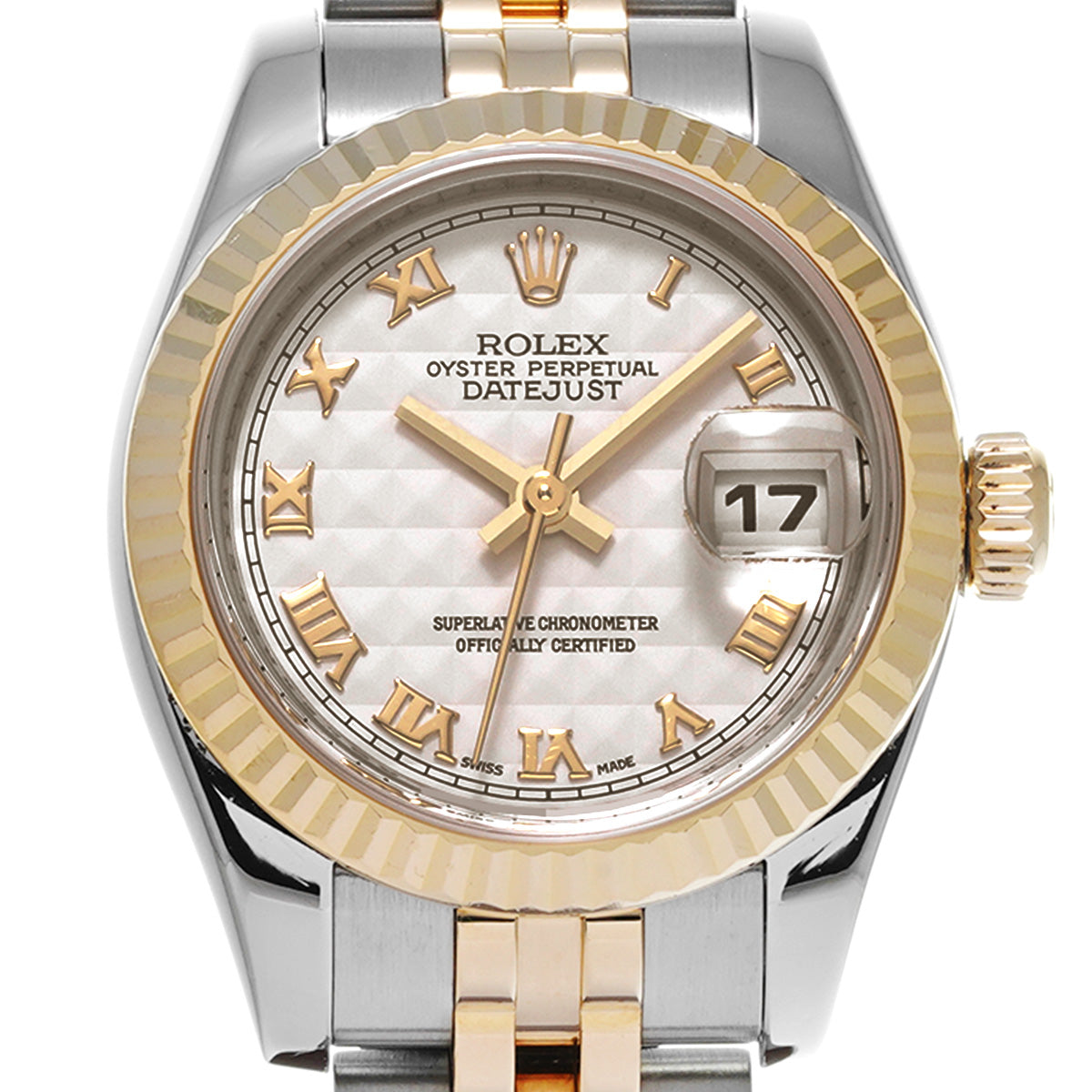 DATE JUST 179173 M (made around 2008) Ivory Pyramid ROLEX Ladies [Pre-Owned].