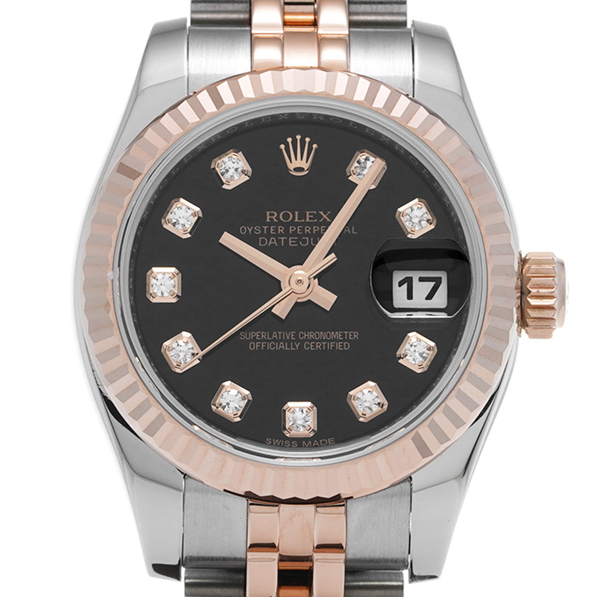 DATE JUST 179171G Black/Diamond ROLEX Ladies [Pre-Owned].