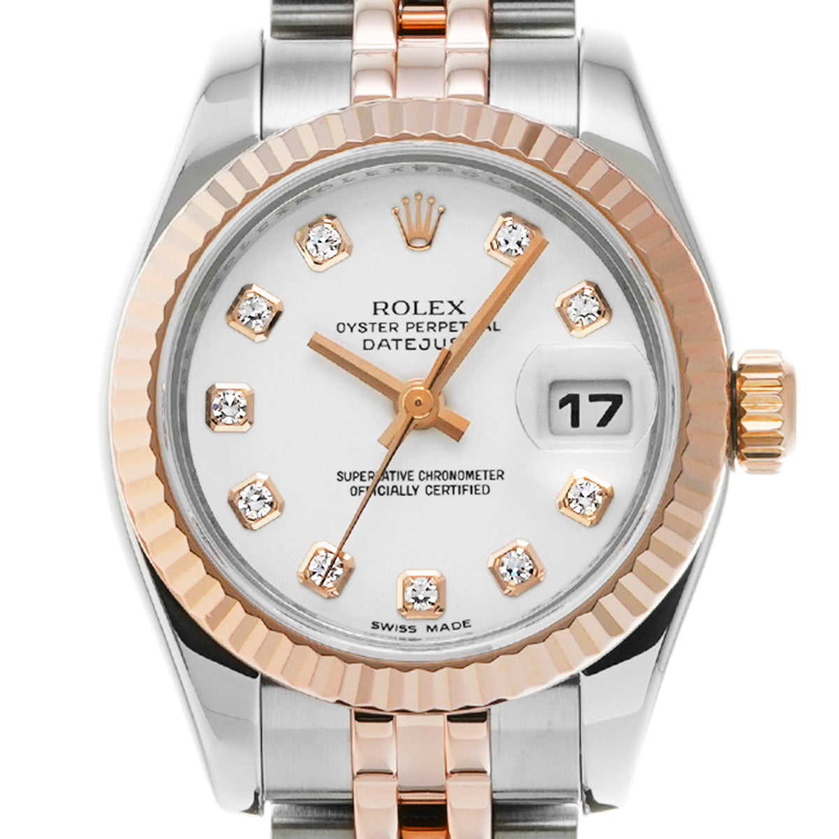 DATE JUST 179171G (manufactured circa 2005) White/Diamond ROLEX Ladies [Pre-Owned].