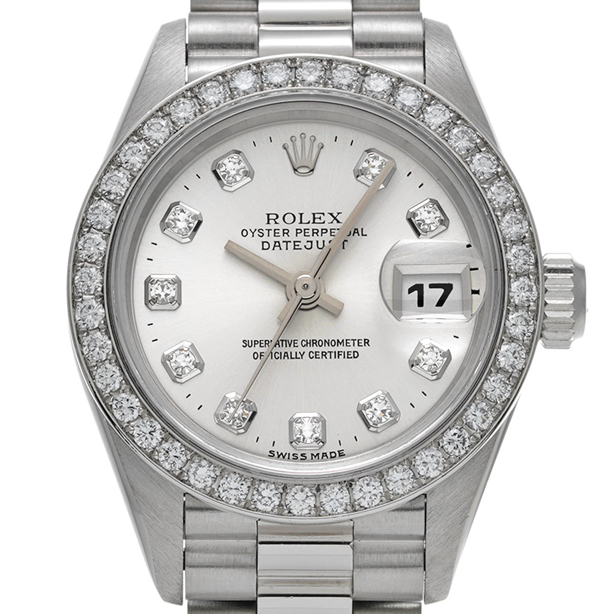 DATE JUST 69136G W (manufactured circa 1996) Silver/Diamond ROLEX Ladies [Pre-Owned].