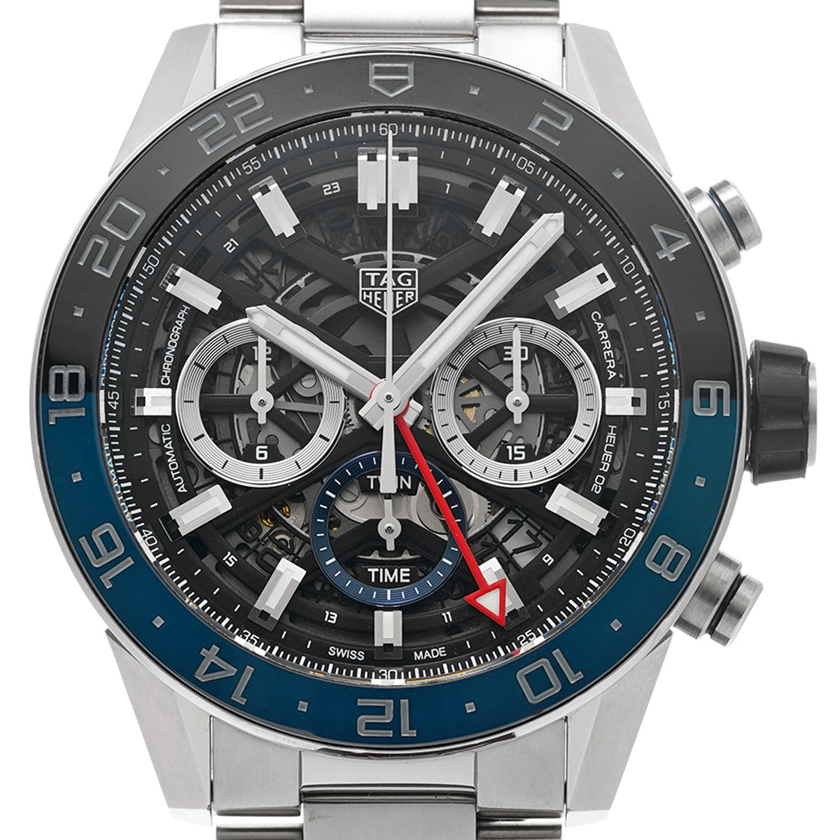 CARRERA CALIBRE HEUER 02 Chronograph GMT CBG2A1Z.FT6157 Black TAG HEUER Men's [Pre-Owned].